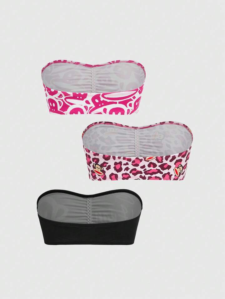 Paul Frank X ROMWE 3pcs Leopard Print Monkey Design Bandeau Bras 2 Paul Frank X ROMWE 3pcs Leopard Print Monkey Design Bandeau Bras