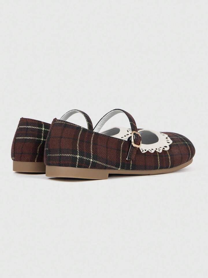 Kawaii Women's Brown Loafers, Closed Toe Mary Jane Shoes, Bow Lace Lolita Ballet Flats