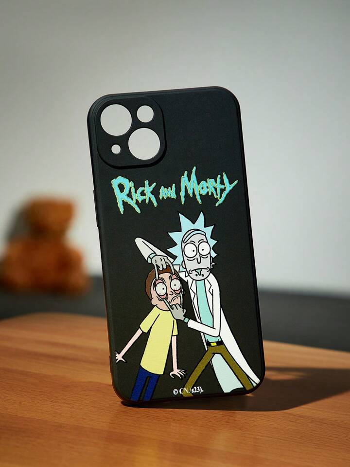Rick and Morty | ROMWE 1pc Letter Cartoon Figure Graphic Silicone Phone Case Compatible With IPhone