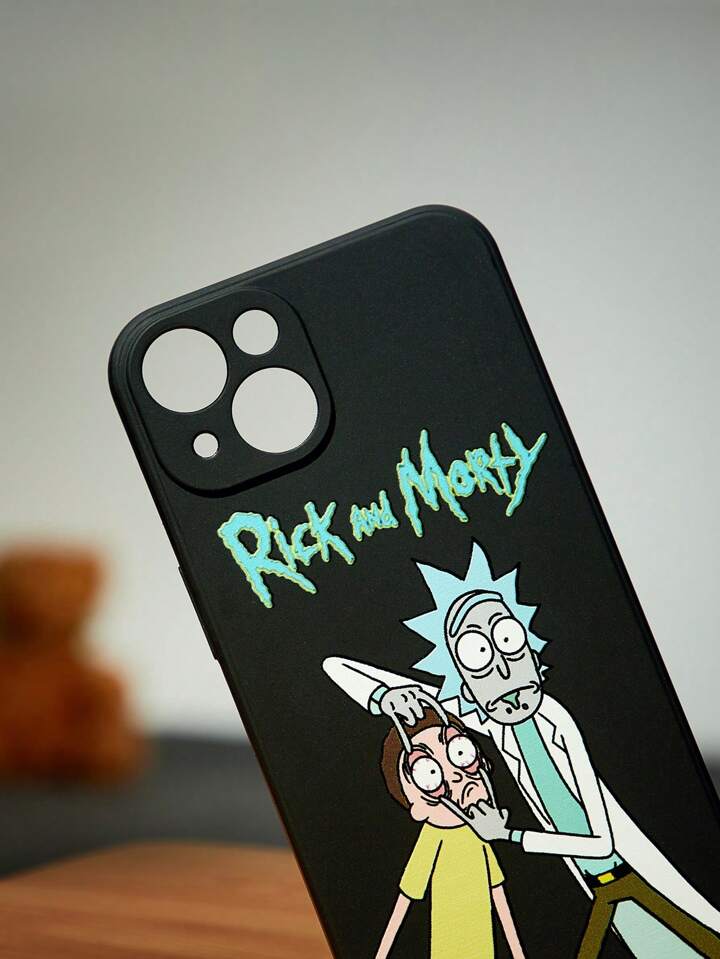Rick and Morty | ROMWE 1pc Letter Cartoon Figure Graphic Silicone Phone Case Compatible With IPhone