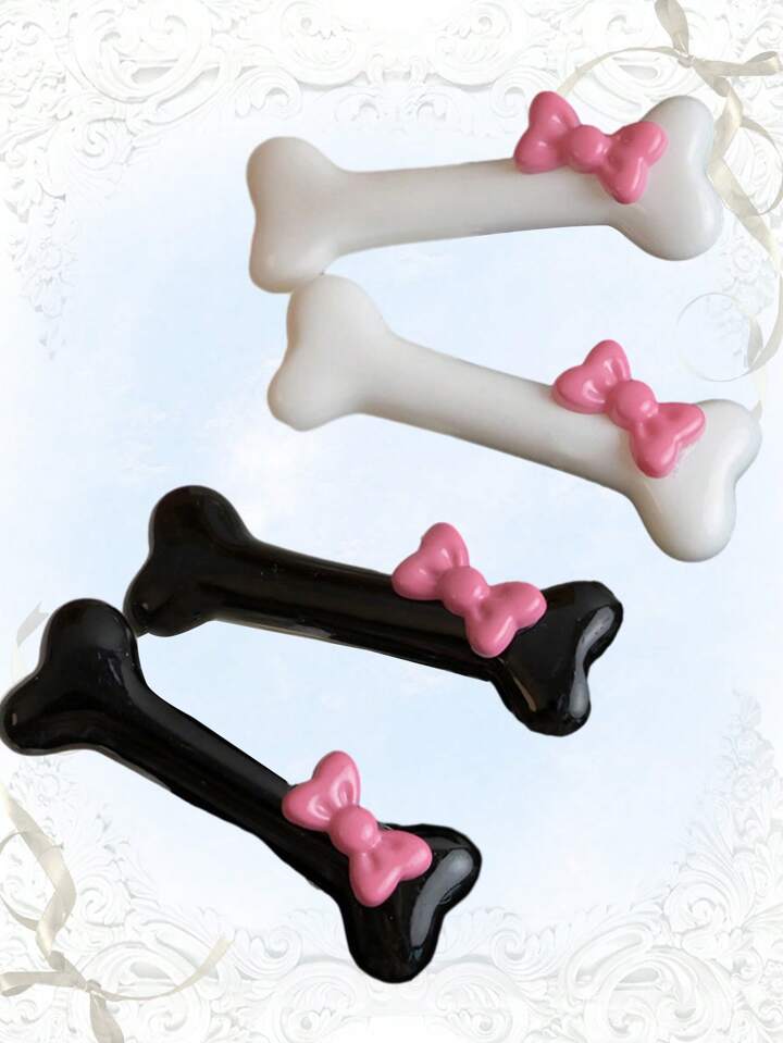 Kawaii 4pcs Women Bone & Shaped Hair Clip Cute Valentines Claw Clips Hair Claws Hair Barrettes