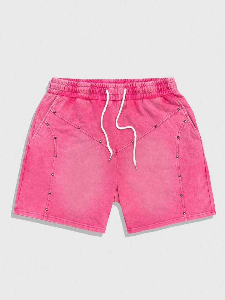 Men's Street Life Drawstring Waist Pearl Decor Pocket Casual Shorts