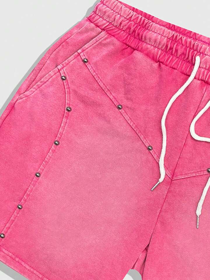 Men's Street Life Drawstring Waist Pearl Decor Pocket Casual Shorts