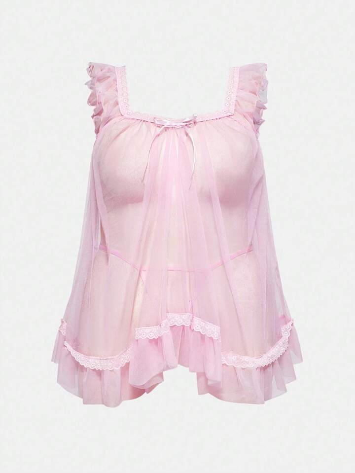 Kawaii Sexy Sheer Baby Dolls Lingerie Set