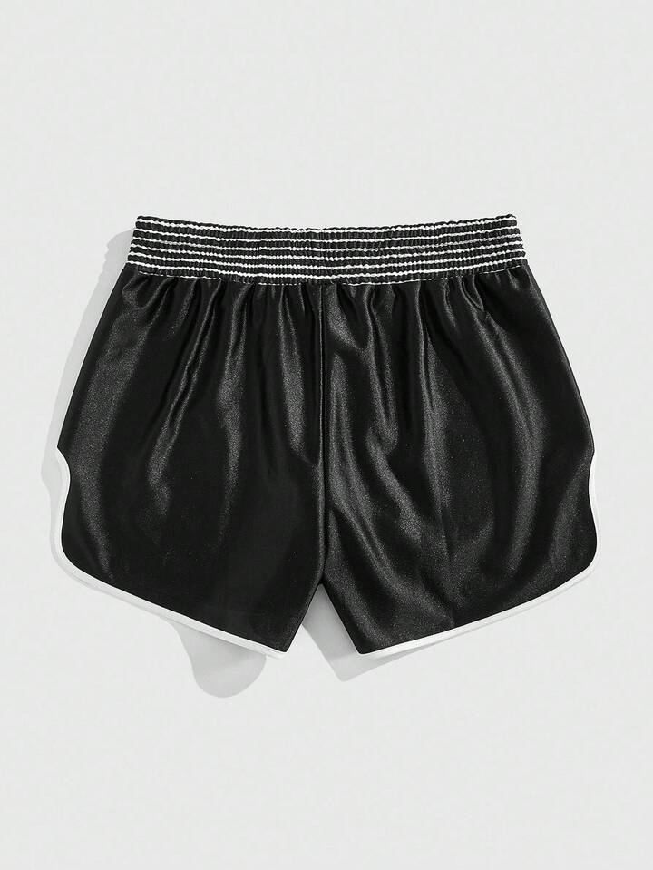 Prep Casual Summer Fashion Rhinestone Decor Elastic Waist Loose Men's Shorts