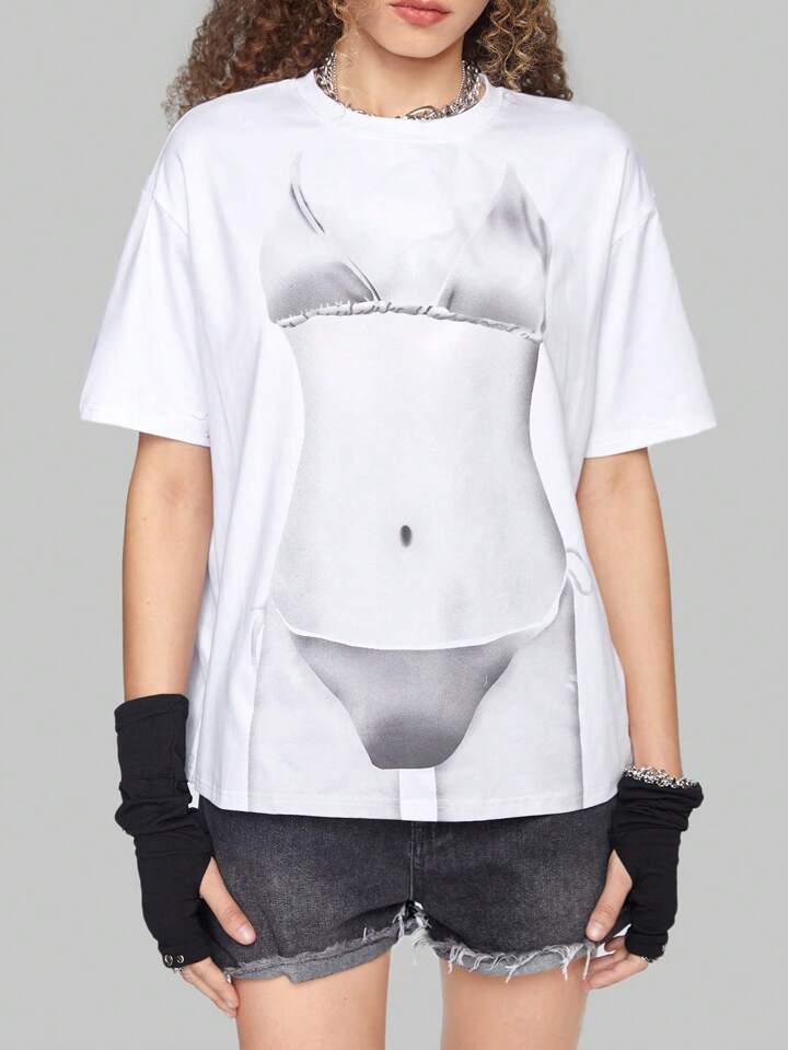 Street Life Body Print Drop Shoulder Tee