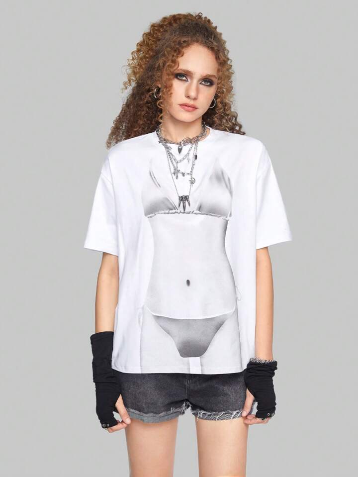 Street Life Body Print Drop Shoulder Tee