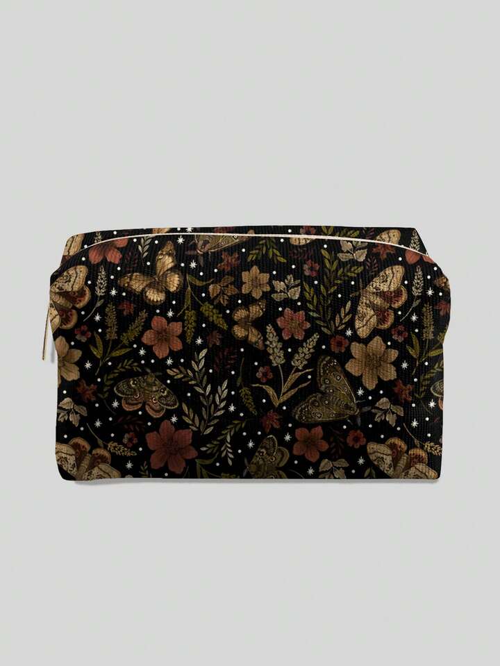 Letter And Cartoon Pattern Quilted Makeup Bag, Portable Makeup Storage Bag With Zipper, Multifunctional Storage Bag, Lightweight Travel Bag, Suitable For Men And Women