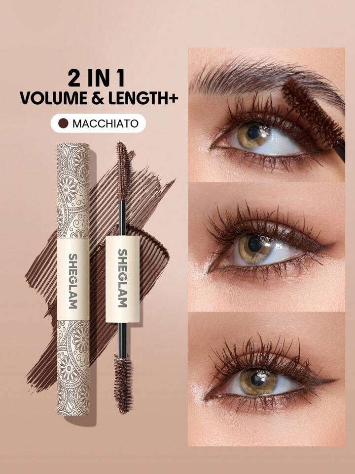 All-In-One Volume & Length Mascara-Waterproof Macchiato Waterproof Double Head Brush Easy To Remove No Smudge Mascara Brand Beauty Makeup Face Paint Cosmetic For Women Girls Perfect For Winter Spring Ideal For Y2K Fancy Fashion Suitable For Birthday Gift Party Ready Best Color