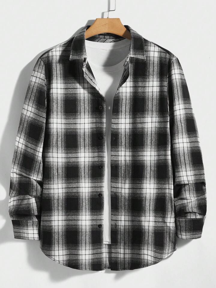 Guys Plaid Print Shirt Without Tee
