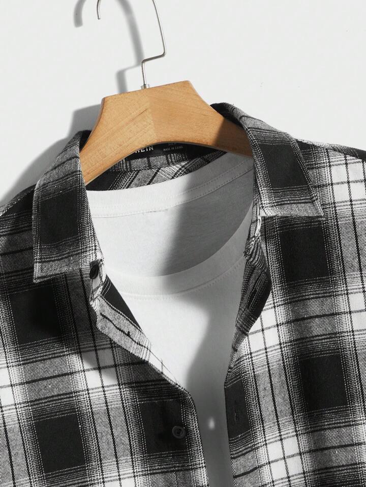 Guys Plaid Print Shirt Without Tee