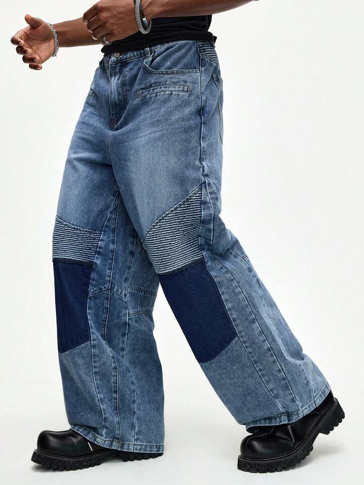 Street Life Men's Pocket Loose Wide Leg Casual Versatile Jeans
