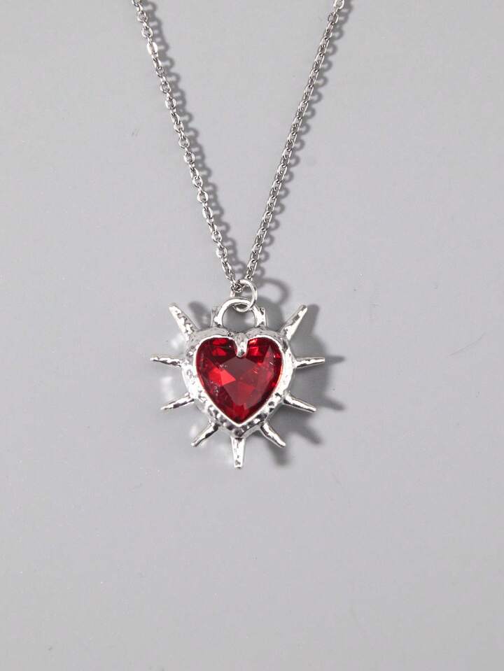 1pc Gothic Luxury Cross Pendant Necklace With Rhinestones, Holiday Party Gift, Halloween