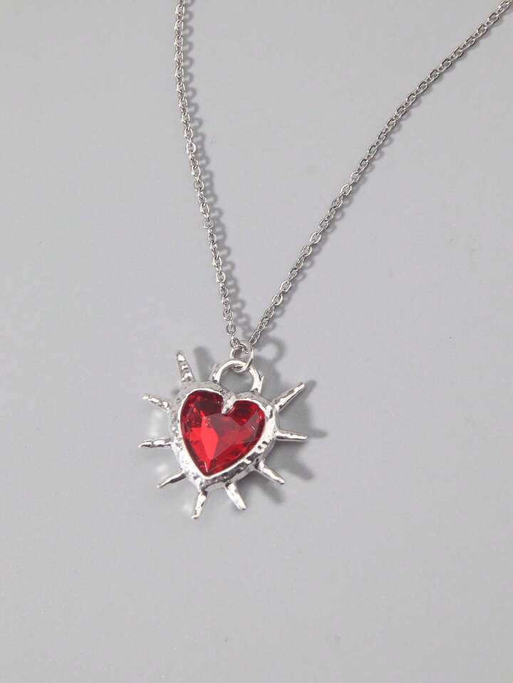 1pc Gothic Luxury Cross Pendant Necklace With Rhinestones, Holiday Party Gift, Halloween