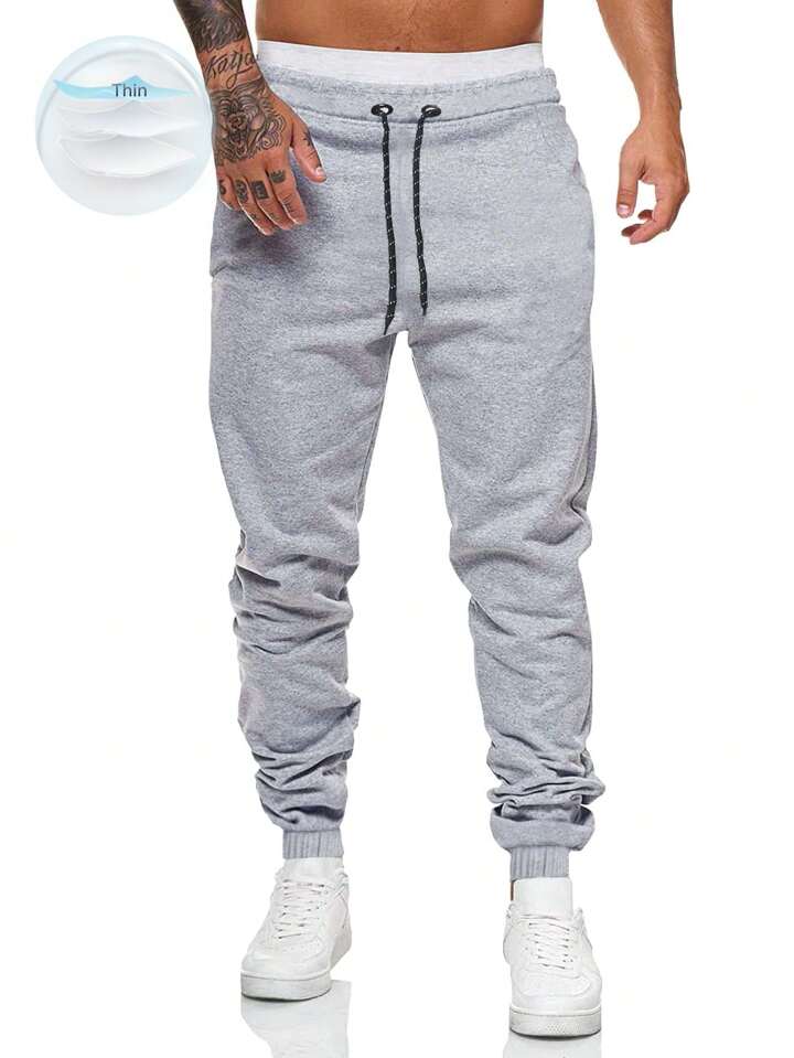 Casual Men Grey Drawstring Sweatpants