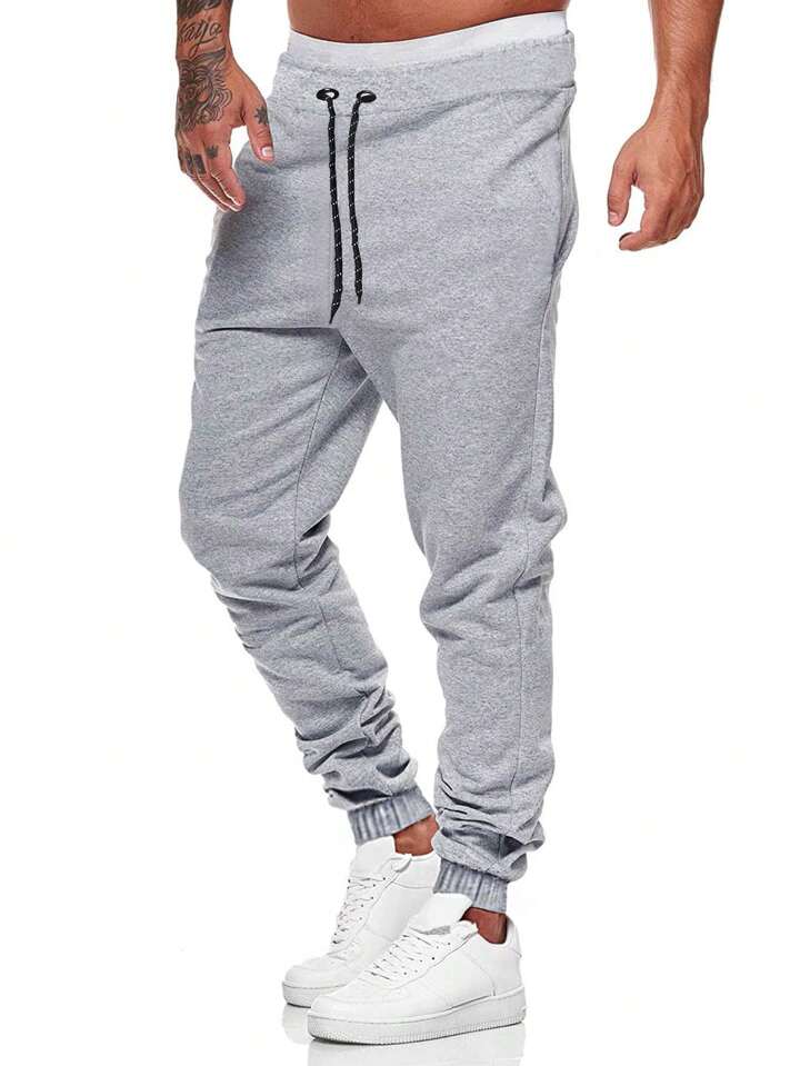 Casual Men Grey Drawstring Sweatpants