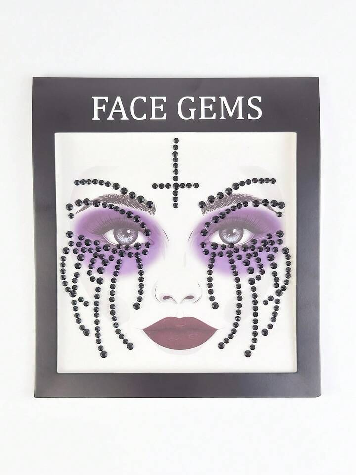 Grunge Punk 1pc Gothic Style Teardrop Cross Halloween DIY Diamond Glitter & Face Jewel Stickers