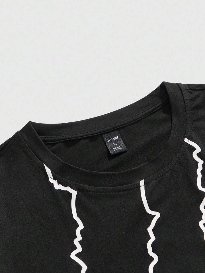 Astro Boy X ROMWE Men's Cartoon Print Loose Short Sleeve T-Shirt, Suitable For Daily Wear In Spring/Summer