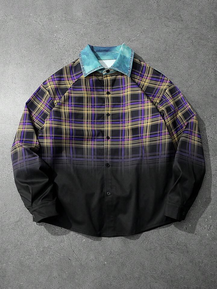Street Life Men's Vintage Plaid Shirt, Autumn Streetwear