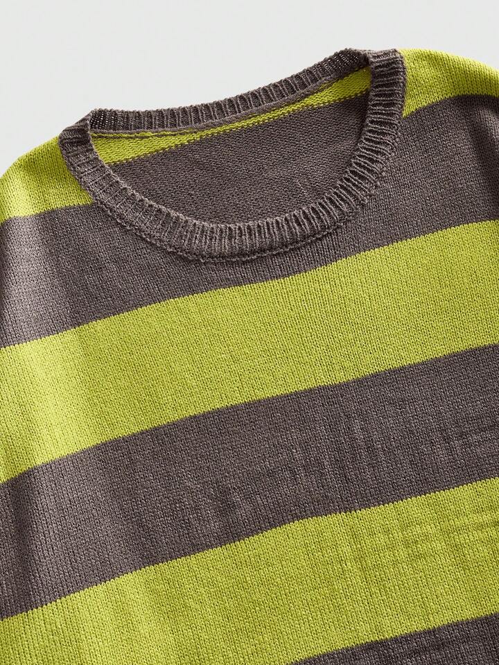 Academia Men's Striped Crew Neck Long Sleeve Casual Sweater, Autumn/Winter