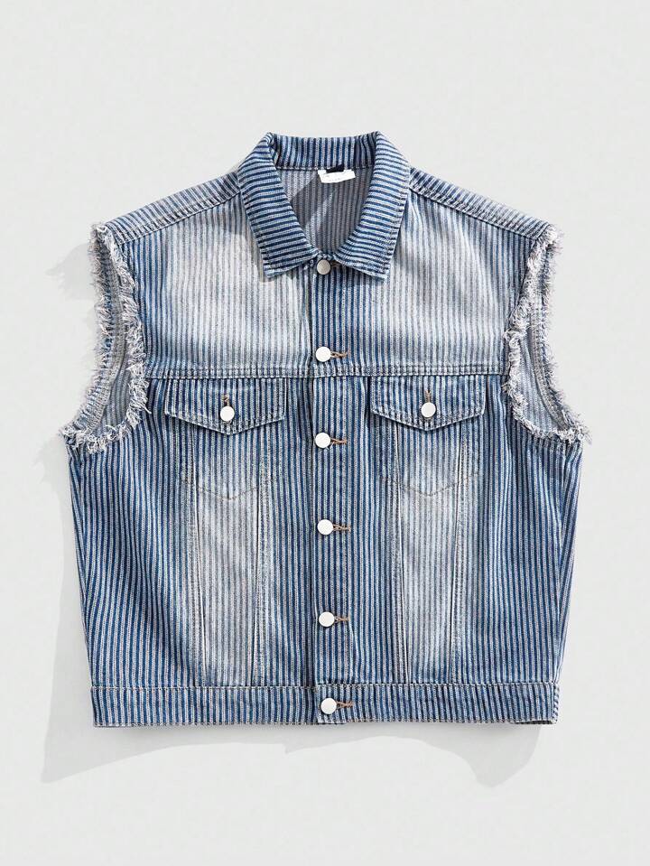 Casual Men's Street Style Button-Up Sleeveless Denim Vest