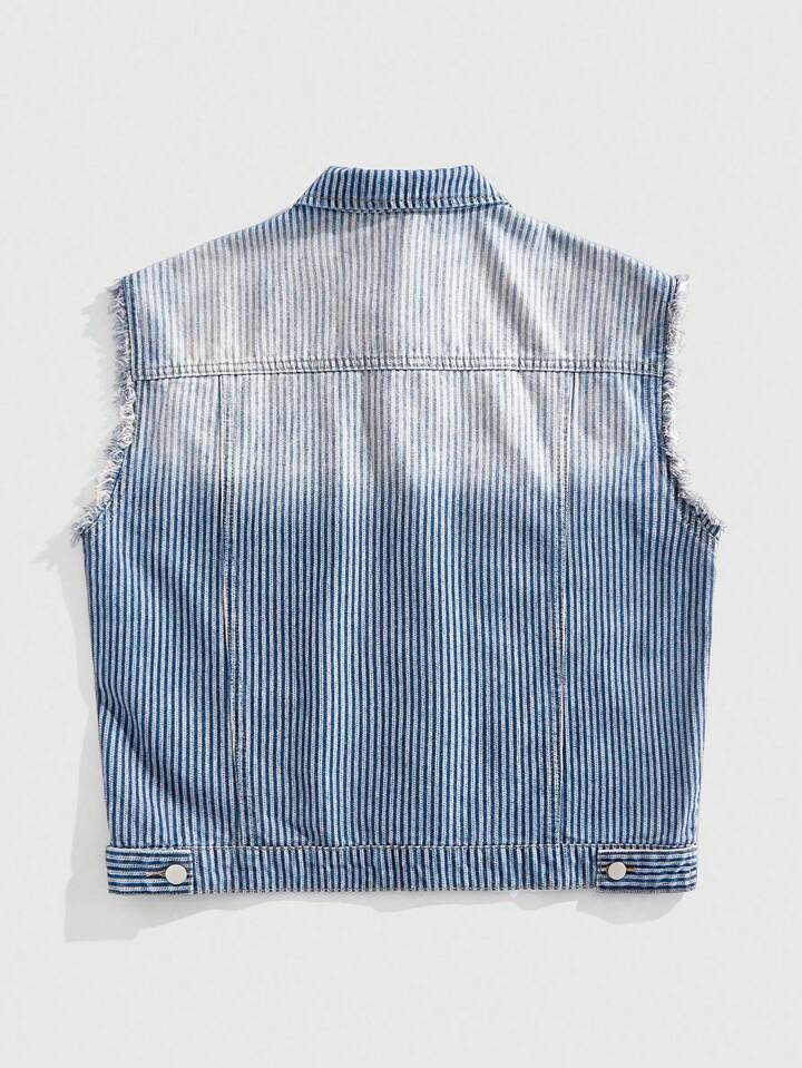 Casual Men's Street Style Button-Up Sleeveless Denim Vest