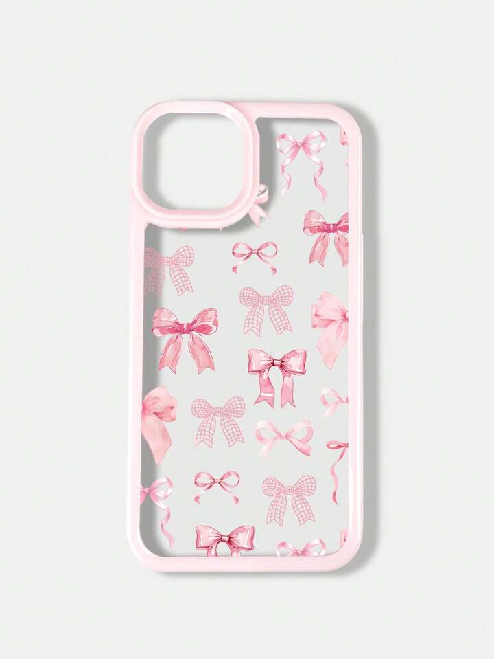 Kawaii 1pc Party Style Pink Bow Pattern Phone Case Compatible With Iphone 11 12 13 14 15 Pro Max