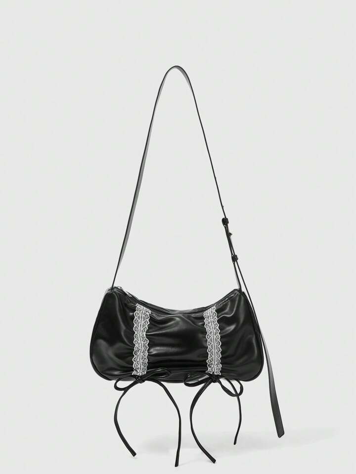 Women's Fashion Lace Decorated Bowknot Crossbody Bag