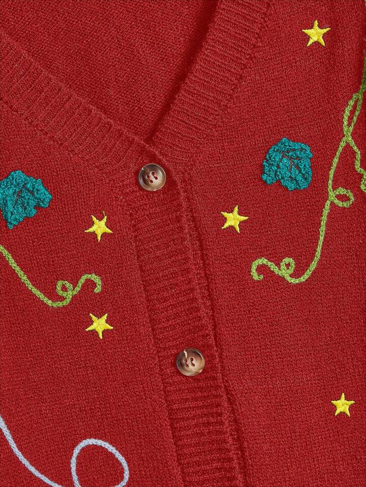 Fairycore Plus Size Women Halloween Cottagecore Pumpkin, Ghost, Moon Embroidered Cardigan Sweater