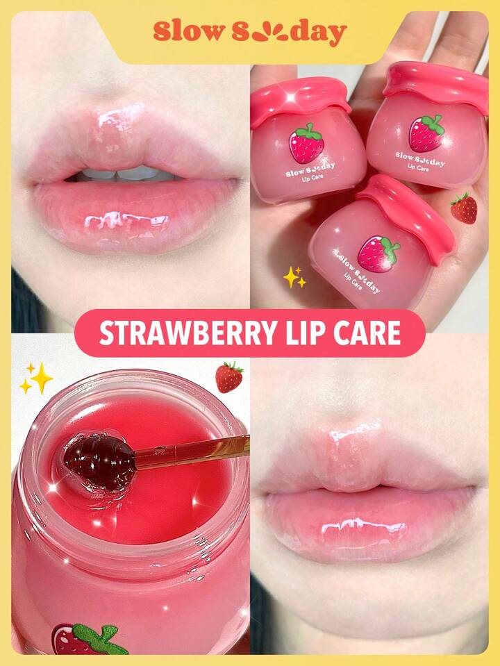 Slow Sunday Strawberry Lip Care, Skincare, Daily Lip Care, Lip Sleeping Mask, Fruit Favor, For Valentine'S Day, Valentines Gift, Great Ideas For Party, Gift-Giving, Outdoor Activity, Suitable For Spring Personal Care