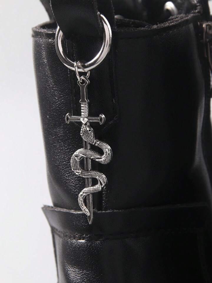 1 Pair Gothic Cross & Snake Pendant Decor, Suitable For Boots, Halloween