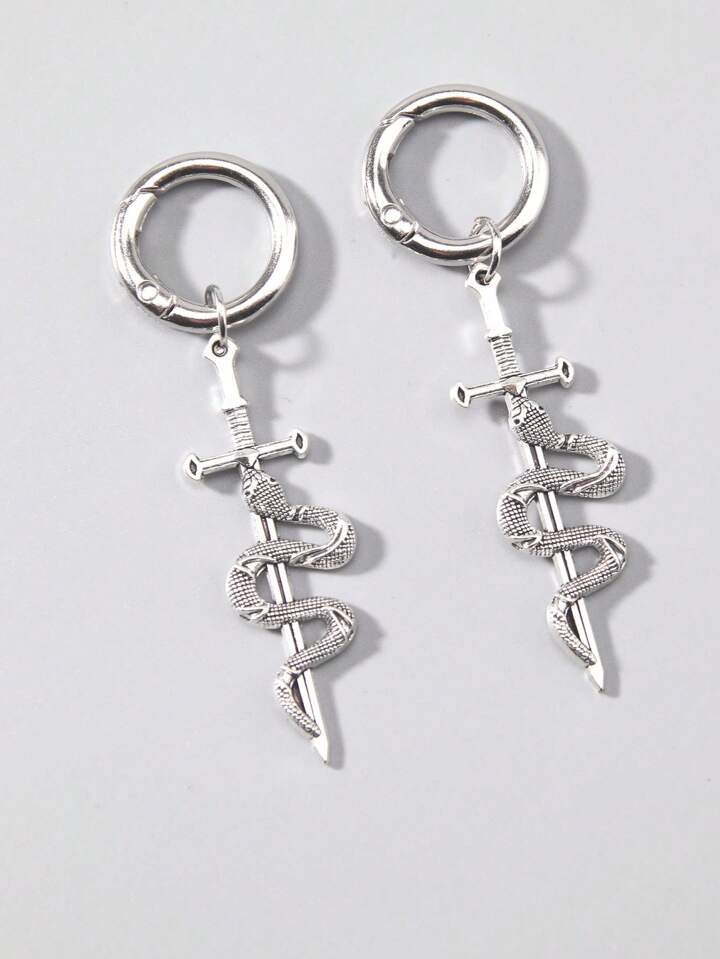 1 Pair Gothic Cross & Snake Pendant Decor, Suitable For Boots, Halloween