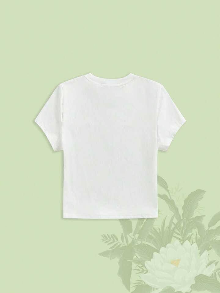 The White Lotus Women's Summer Casual Pineapple And Banana Print Short Sleeve White T-Shirt 8 The White Lotus Women's Summer Casual Pineapple And Banana Print Short Sleeve White T-Shirt