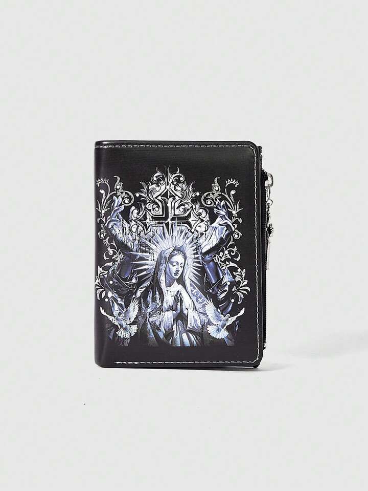 Gothic Style Wallet, Punk Girl Love Eye Gem Crystal Teardrop, Star, Sun, Sword Creative Design Pentagram Zipper Coin Purse, Casual Fashion Card Holder