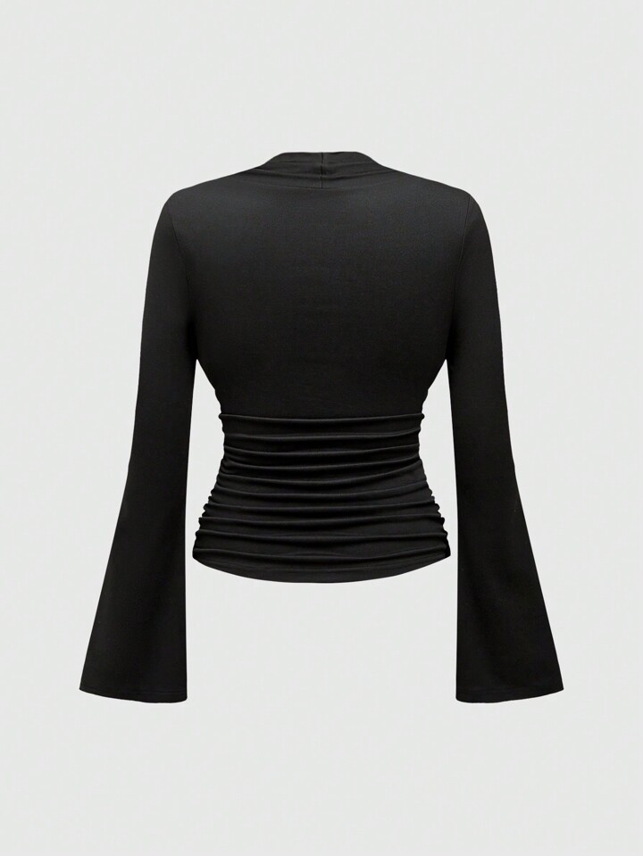 Vintage Gothic Cross Pendant Decor Solid Color Stretchy Plus Size Women T-Shirt