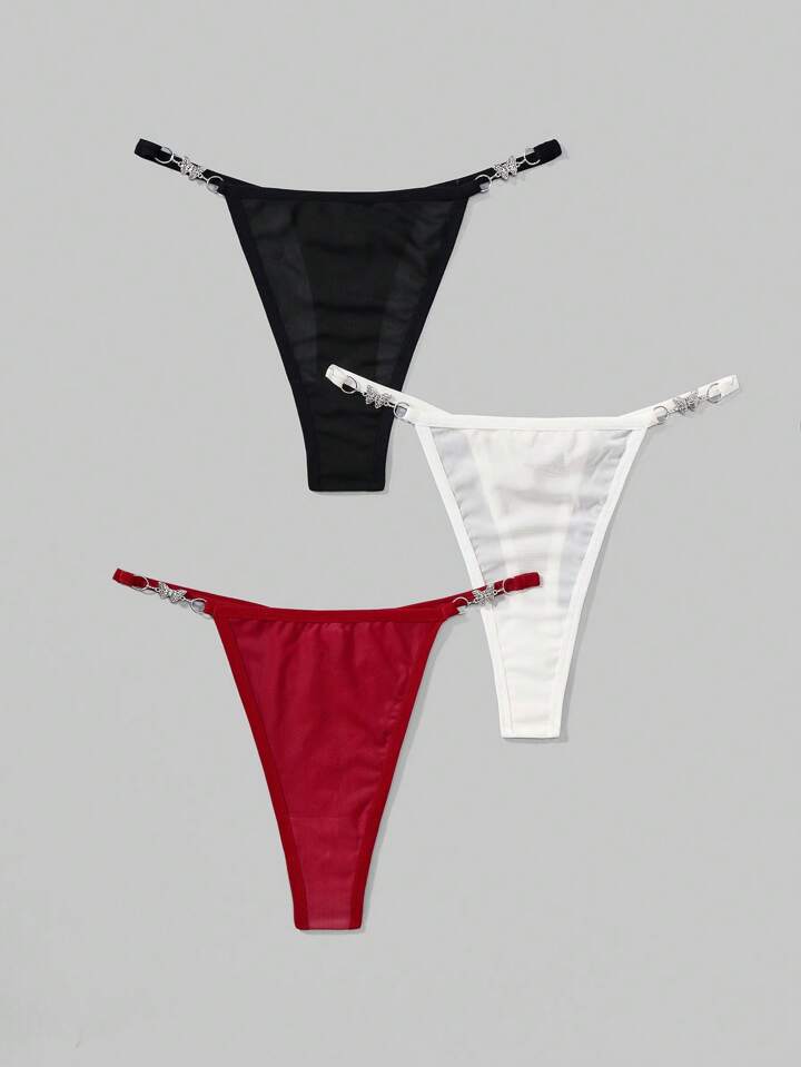 3pcs/Set 3D Butterfly Net Brief Panty Set