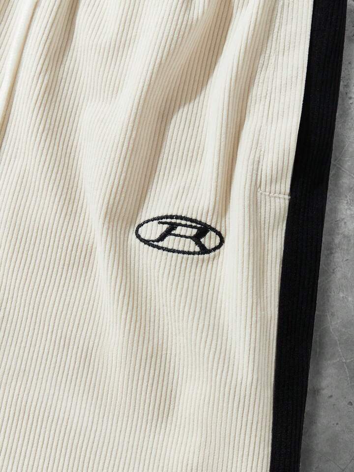 Casual Men's Letter Print Contrast Color Drawstring Waist Loose Fit Sweatpants, Fall/Winter 4 Casual Men's Letter Print Contrast Color Drawstring Waist Loose Fit Sweatpants, Fall/Winter