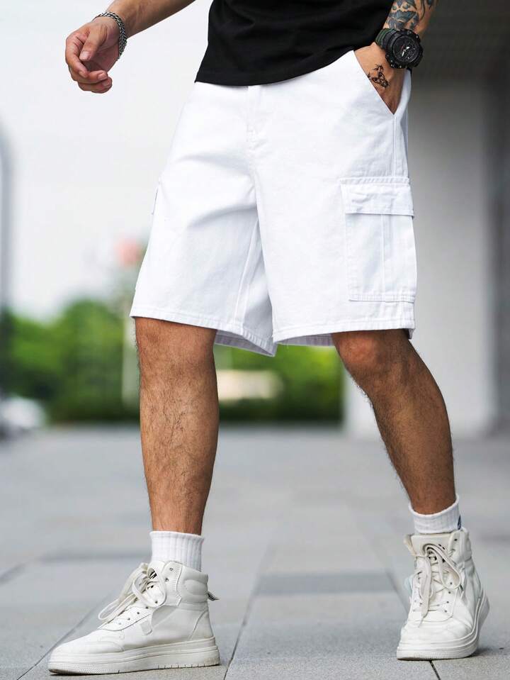 Guys Flap Pocket Side Bermuda Denim Shorts