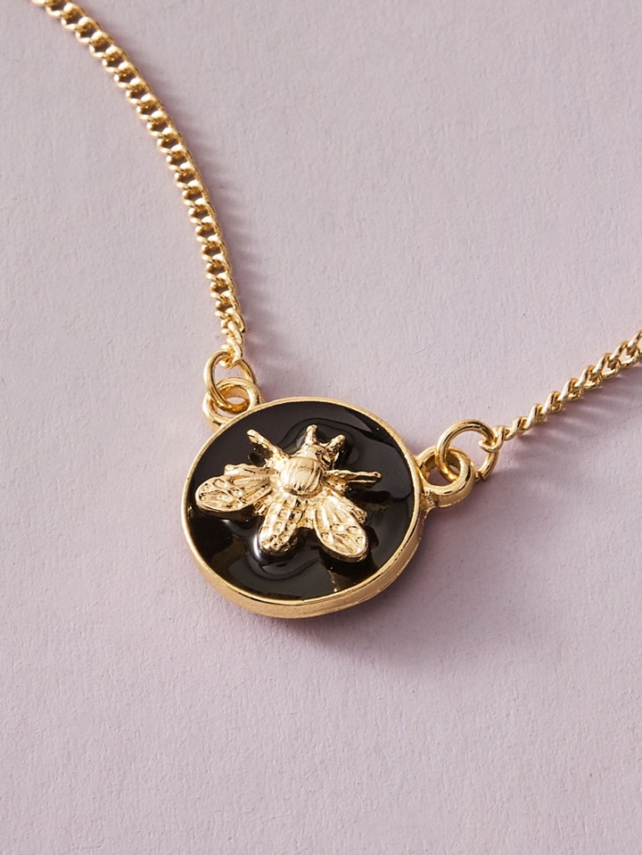 1pc Oil Drop Bumble Bee Pendant Necklace