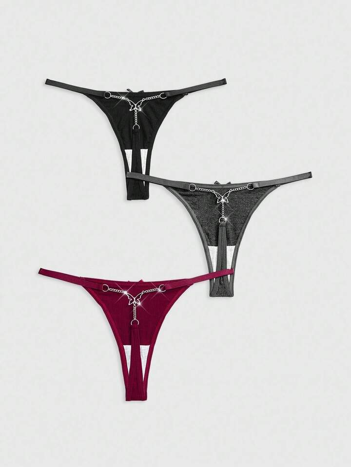 J-Fashion Y2K Shibuya Girl 3pcs Set, & Comfortable Ribbed Bowknot & Chain Thong Panty 2 J-Fashion Y2K Shibuya Girl 3pcs Set, & Comfortable Ribbed Bowknot & Chain Thong Panty