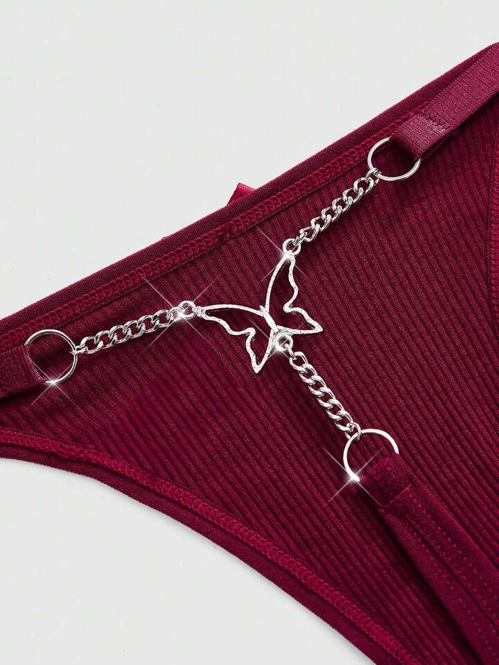 J-Fashion Y2K Shibuya Girl 3pcs Set, & Comfortable Ribbed Bowknot & Chain Thong Panty 5 J-Fashion Y2K Shibuya Girl 3pcs Set, & Comfortable Ribbed Bowknot & Chain Thong Panty