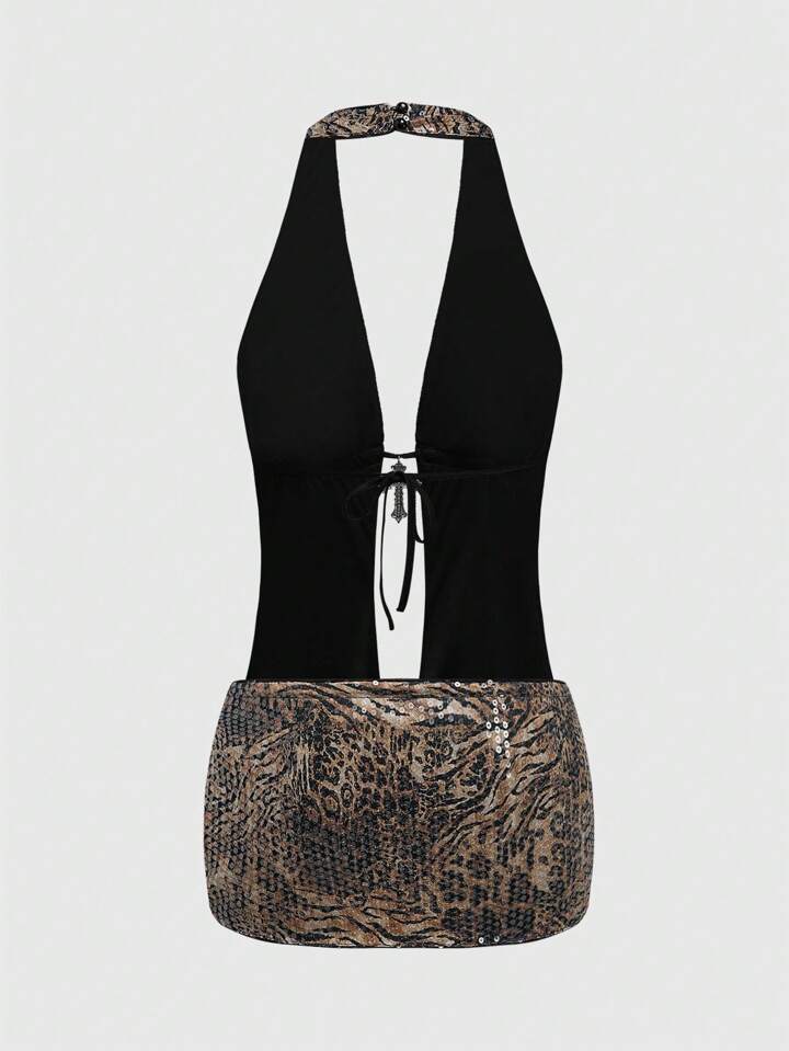 [Gyaru] Sequin Sexy Backless Bodycon Mini Party Dress For Women