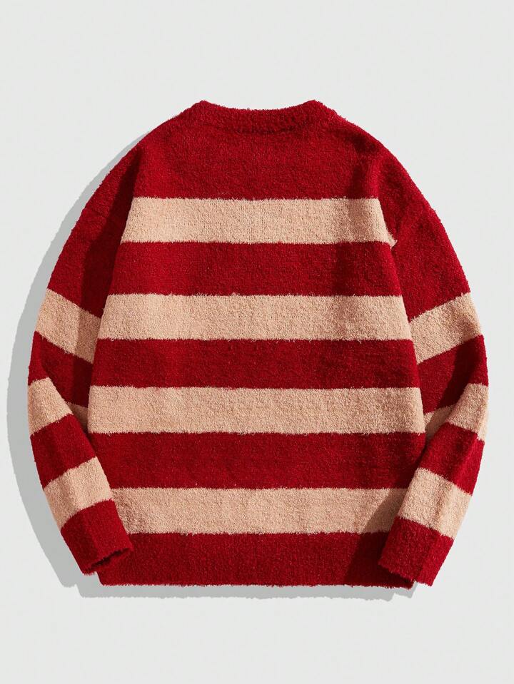 Prep Men's Casual Colorblock Striped & Furry Star Pattern Sweater, Autumn/Winter 2 Prep Men's Casual Colorblock Striped & Furry Star Pattern Sweater, Autumn/Winter