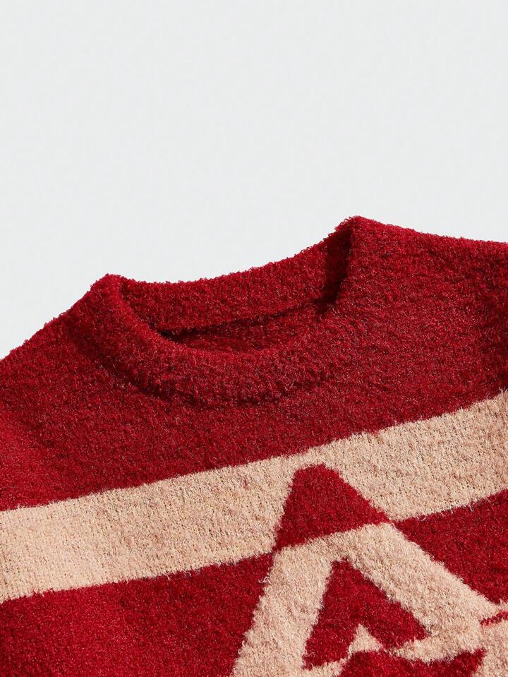 Prep Men's Casual Colorblock Striped & Furry Star Pattern Sweater, Autumn/Winter 3 Prep Men's Casual Colorblock Striped & Furry Star Pattern Sweater, Autumn/Winter