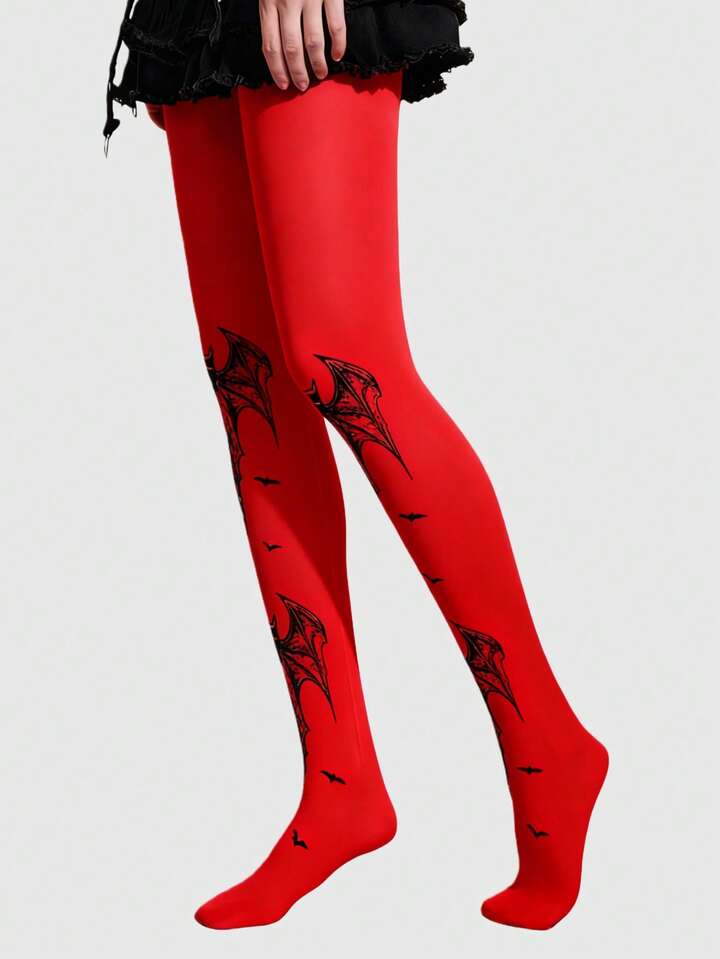 1 Pair Gothic Style Dark Plaid & Leopard Print Tights