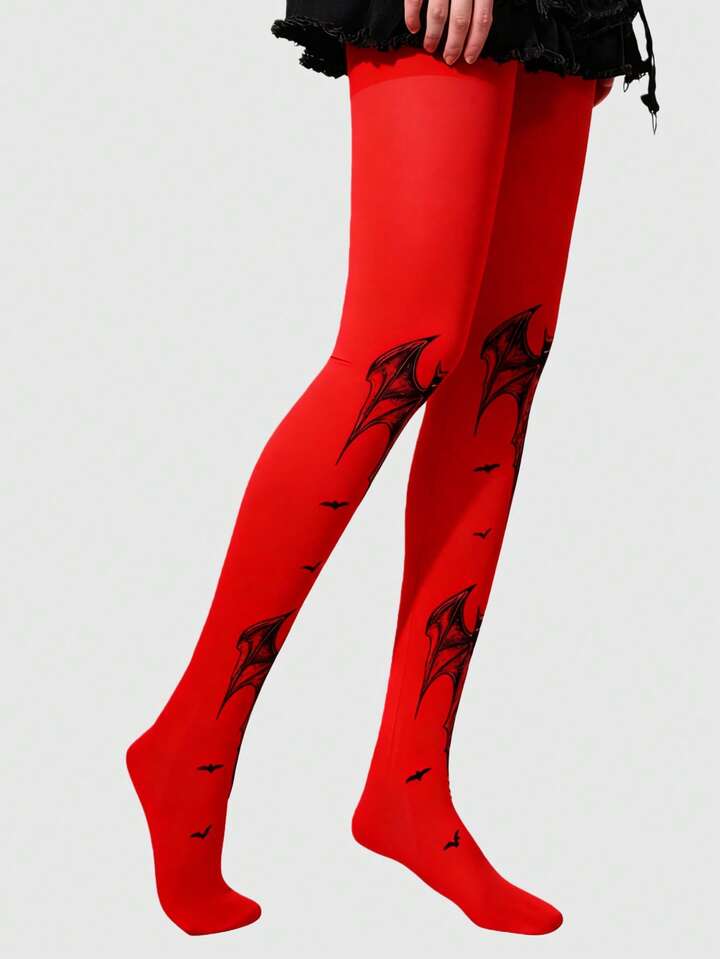 1 Pair Gothic Style Dark Plaid & Leopard Print Tights