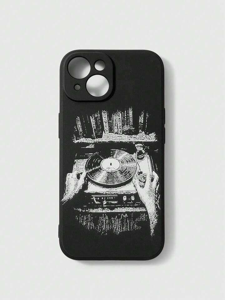 Grunge Punk Graphic Printed Music Disc Design Mobile Phone Case, Casual Daily Phone Protective Cover