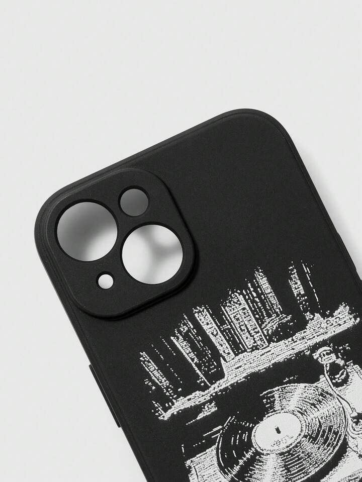 Grunge Punk Graphic Printed Music Disc Design Mobile Phone Case, Casual Daily Phone Protective Cover