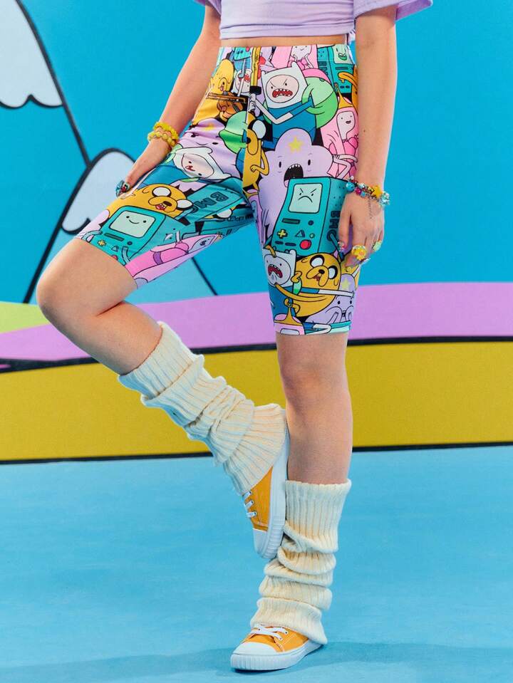 Adventure Time X ROMWE Y2K Cute And Funny Cartoon Pattern Elastic Waist Cycling Shorts For Summer 11 Adventure Time X ROMWE Y2K Cute And Funny Cartoon Pattern Elastic Waist Cycling Shorts For Summer