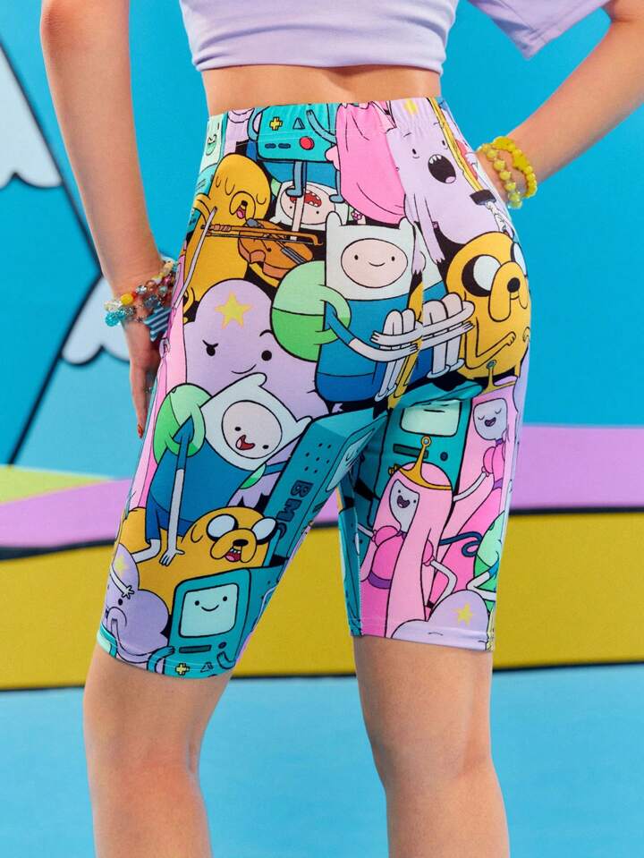Adventure Time X ROMWE Y2K Cute And Funny Cartoon Pattern Elastic Waist Cycling Shorts For Summer 6 Adventure Time X ROMWE Y2K Cute And Funny Cartoon Pattern Elastic Waist Cycling Shorts For Summer